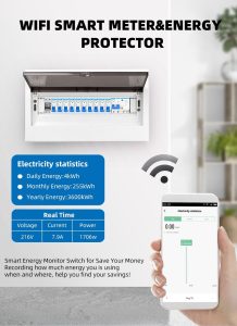 Releu protectie la suparasarcina inteligent smart WIFI 63A