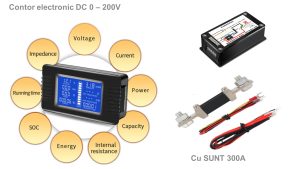 Contor electronic digital pentru baterii IN CURENT CONTINUUsi panou solar fotovoltaic 0 - 200V 50-300A