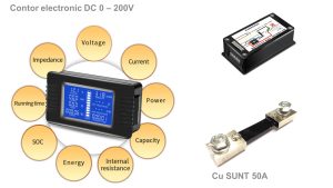 Contor electronic digital pentru baterii si panou solar fotovoltaic 0 - 200V 50-300A