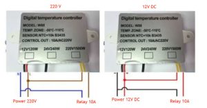 Termostat digital cu trei afisaje 12V pentru incalzire racire instalatii